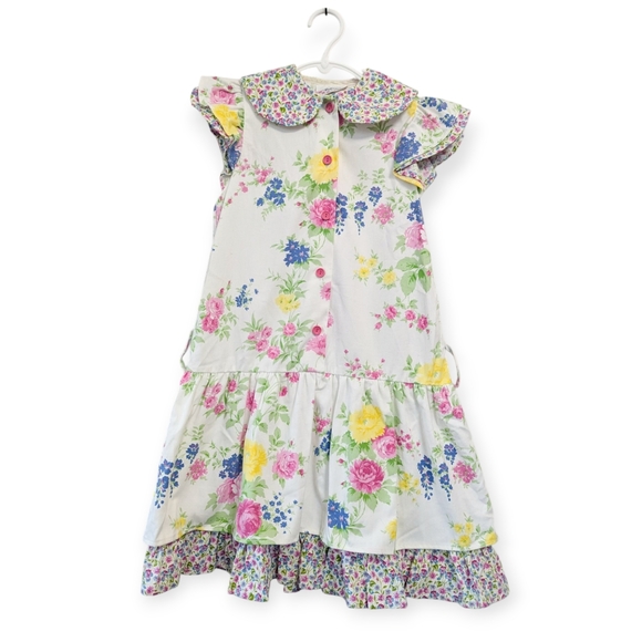 Vintage Pattacake Floral Drop Waist Dress Peter Pan Collar - Picture 1 of 12